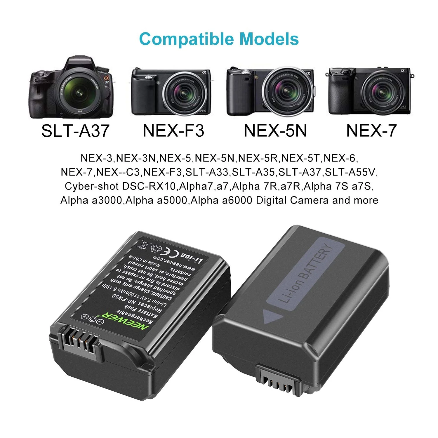 NEEWER NP-FW50 Camera Battery Charger Set for Sony - Image 5