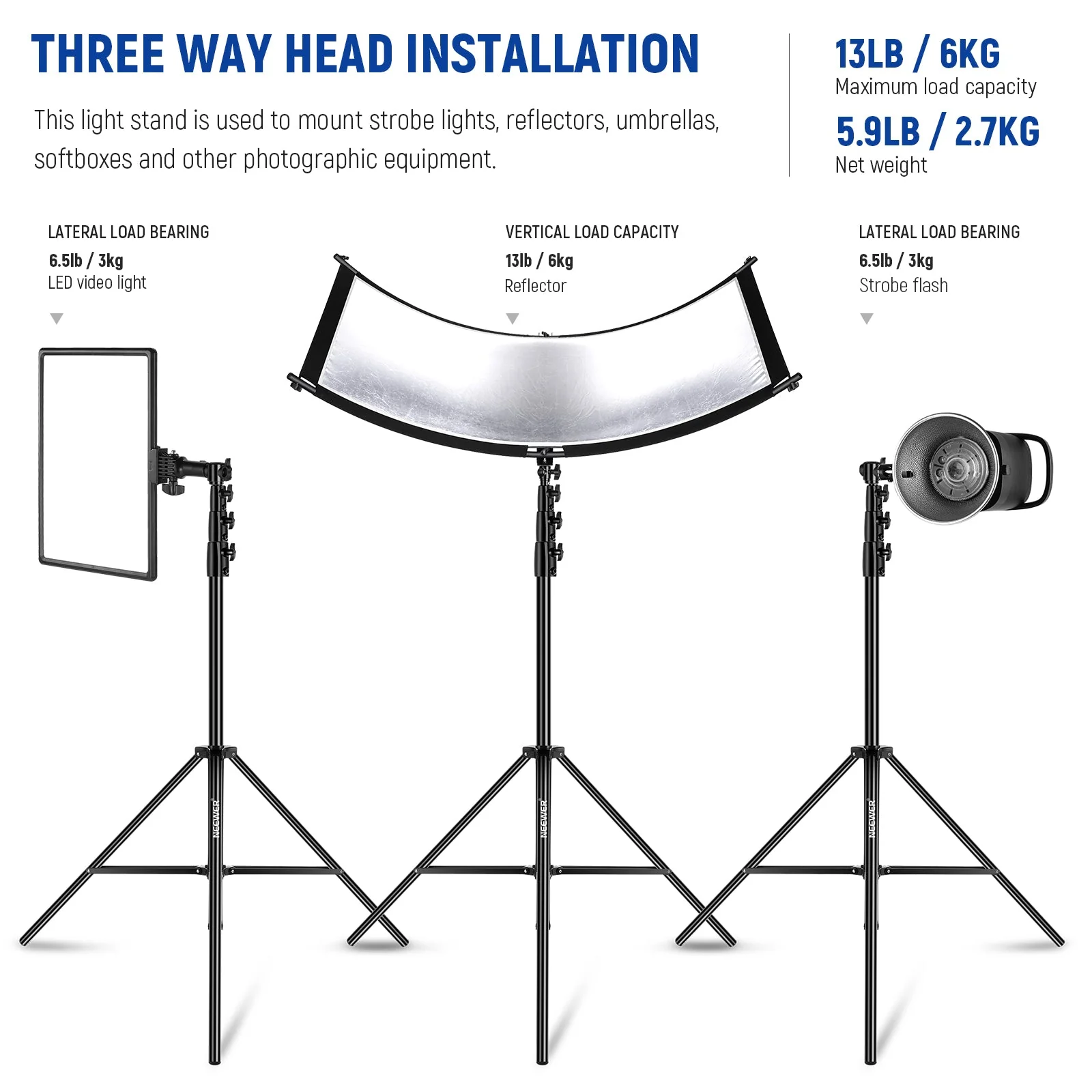 NEEWER 13ft/400cm Air Cushioned Light Stand - Image 4