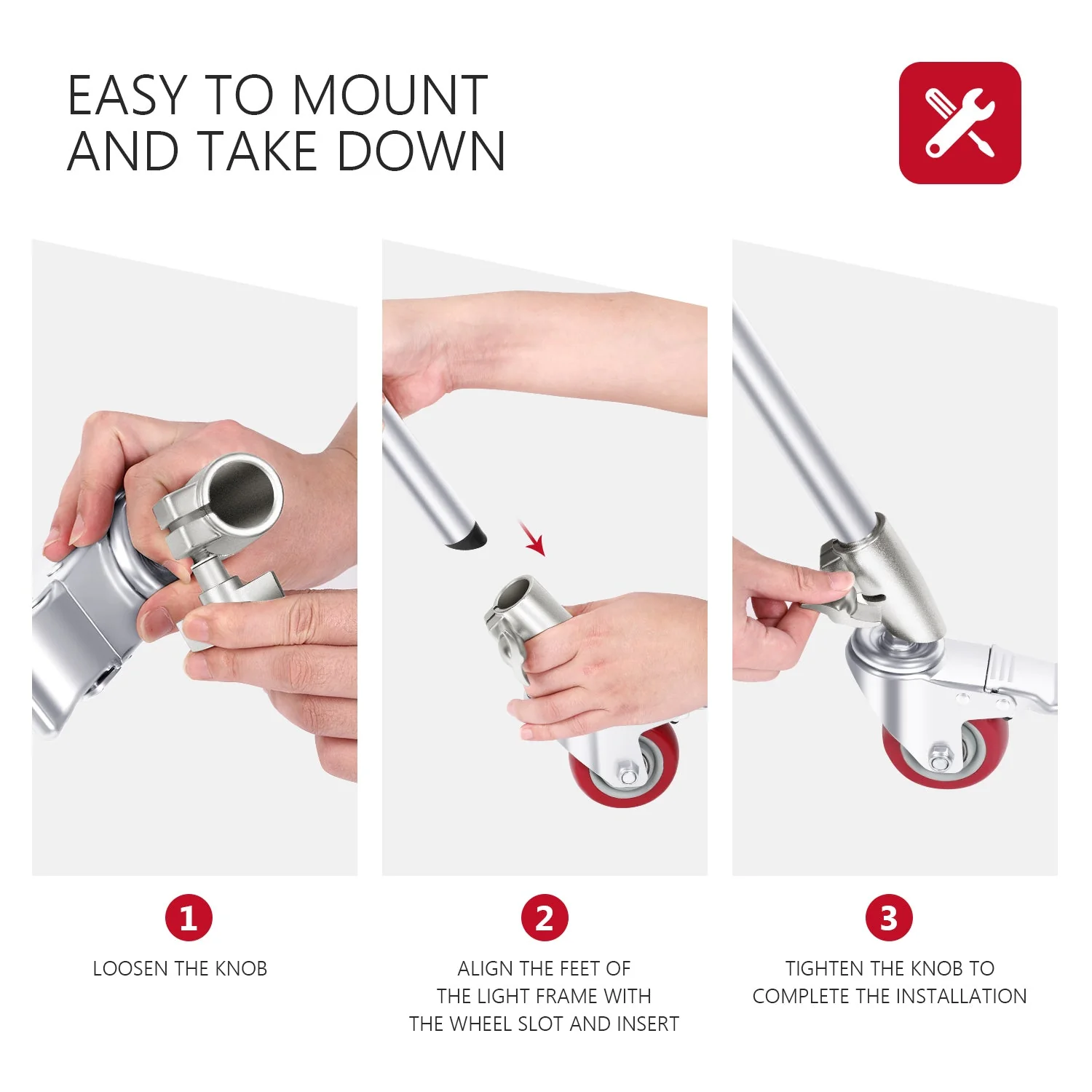 NEEWER 3-Pack 75mm Professional Swivel Caster Wheels Set - Image 5