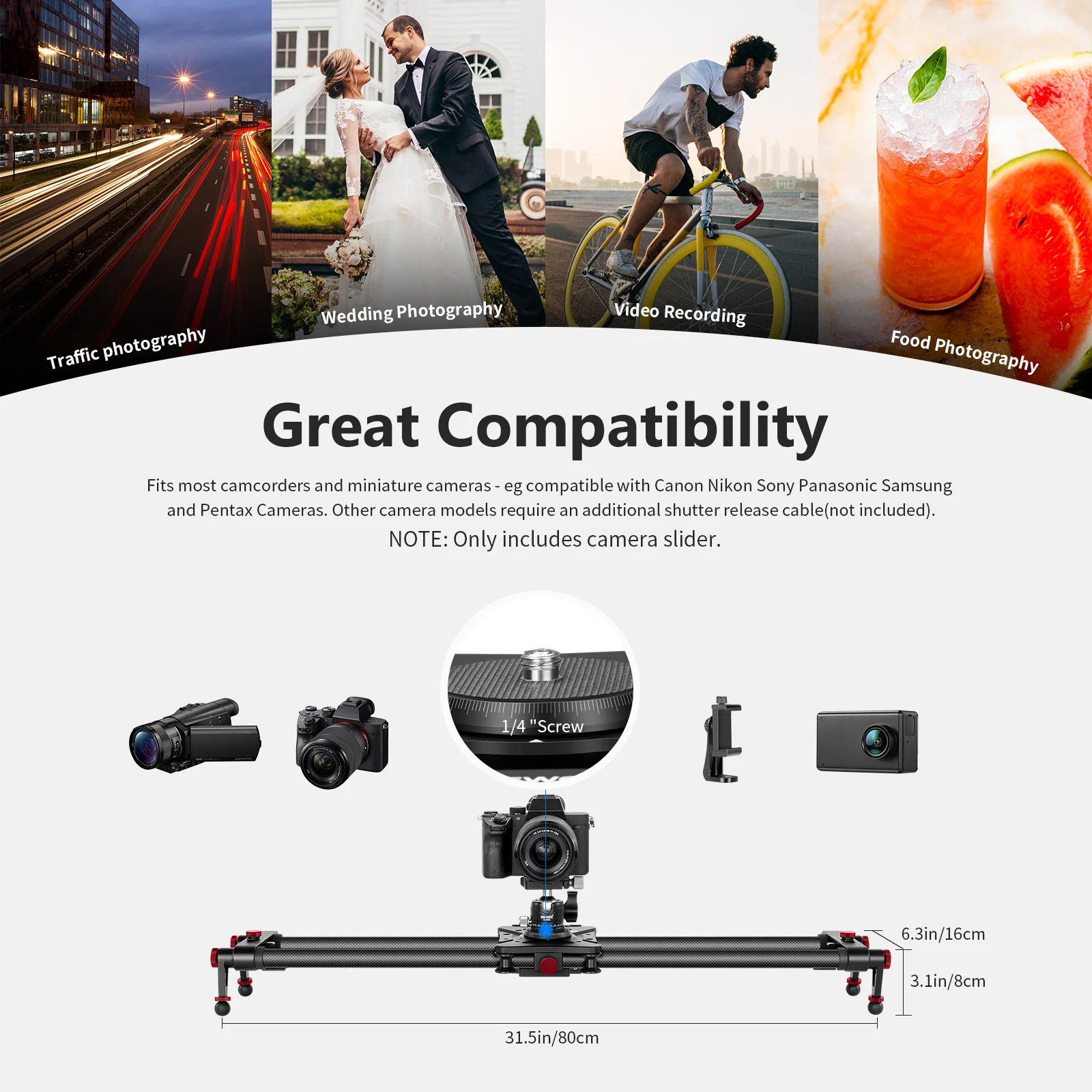 NEEWER ER1 Motorized Carbon Fiber Camera Slider Kit - Image 13