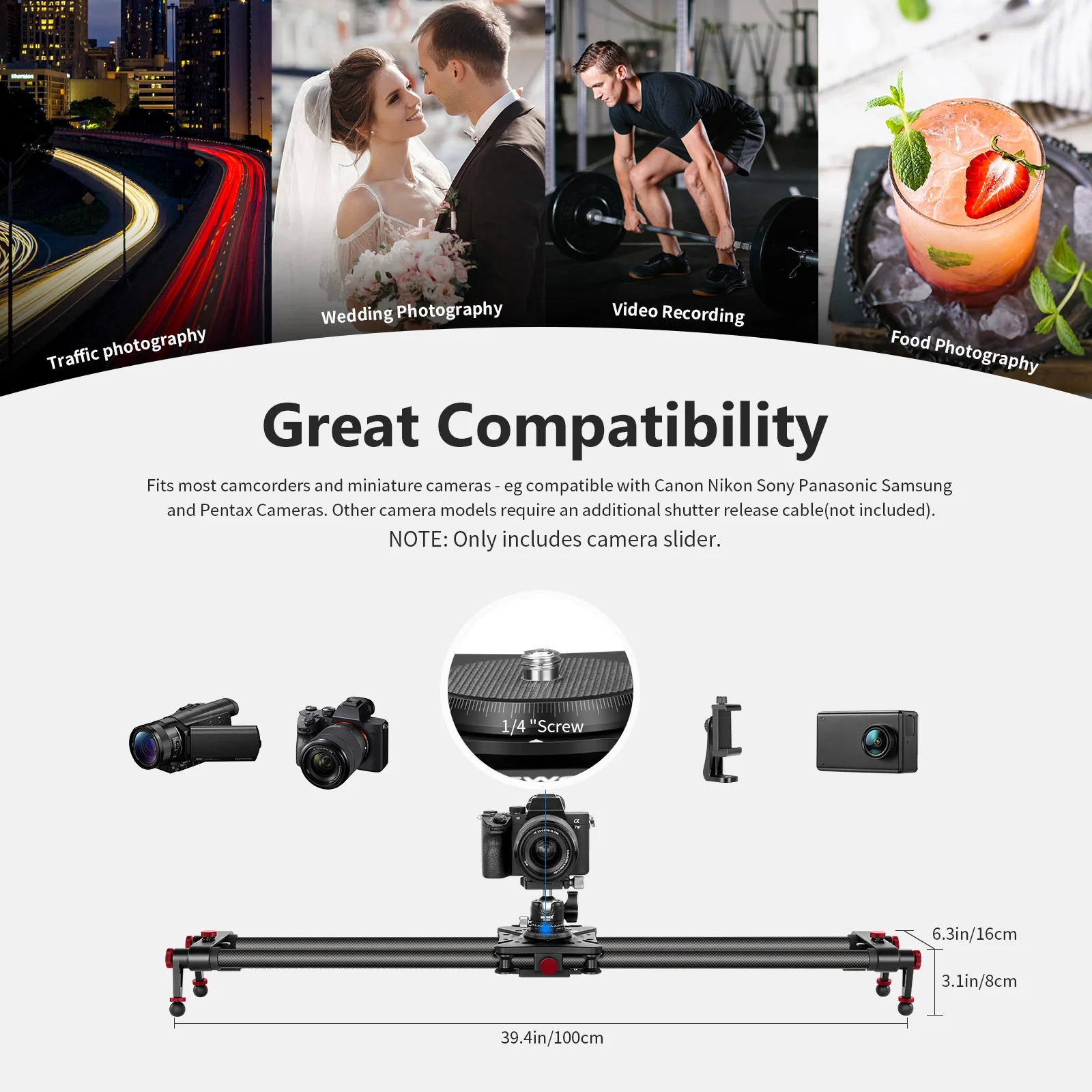 NEEWER ER1 Motorized Carbon Fiber Camera Slider Kit - Image 21