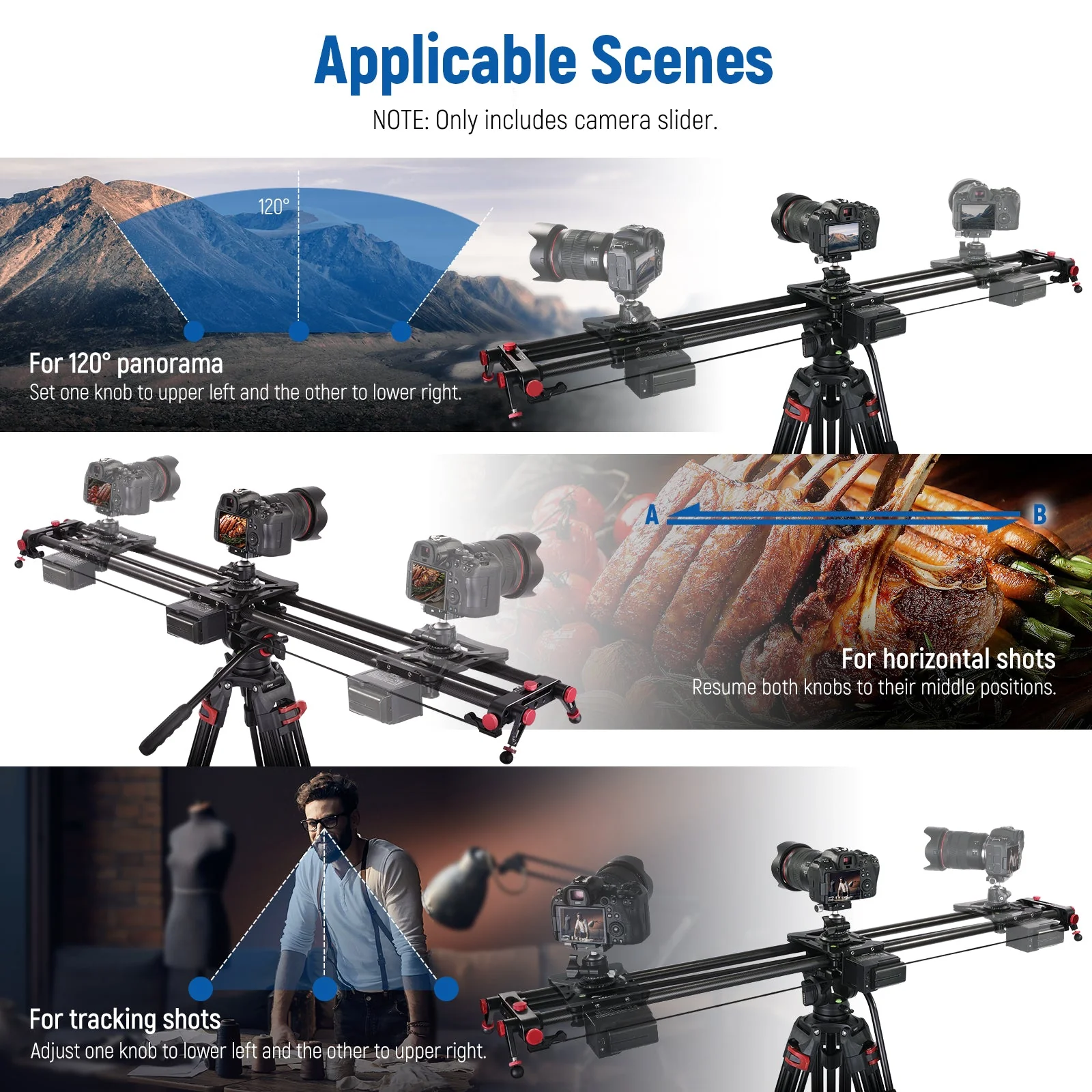 NEEWER ER1 Motorized Carbon Fiber Camera Slider Kit - Image 4