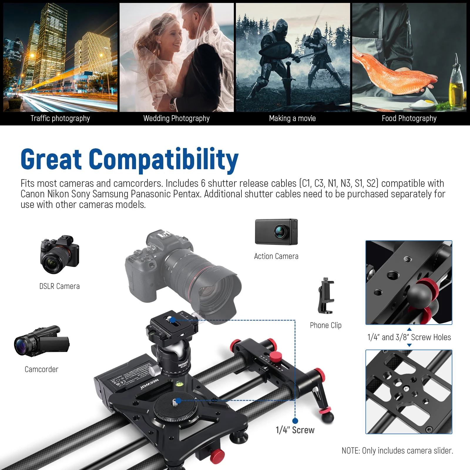 NEEWER ER1 Motorized Carbon Fiber Camera Slider Kit - Image 5