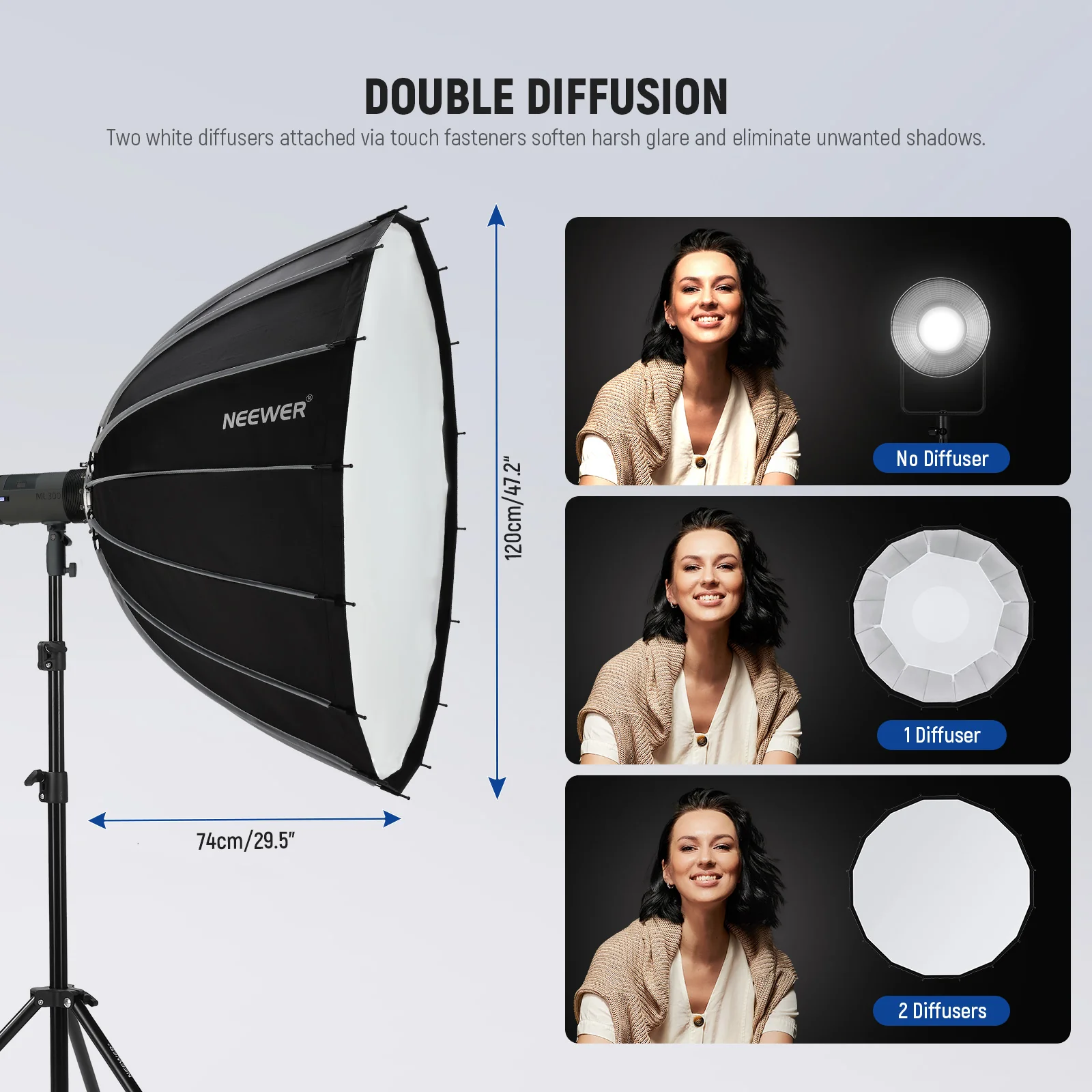 NEEWER 55cm/65cm/85cm/120cm Parabolic Quick Release Softbox - Image 27