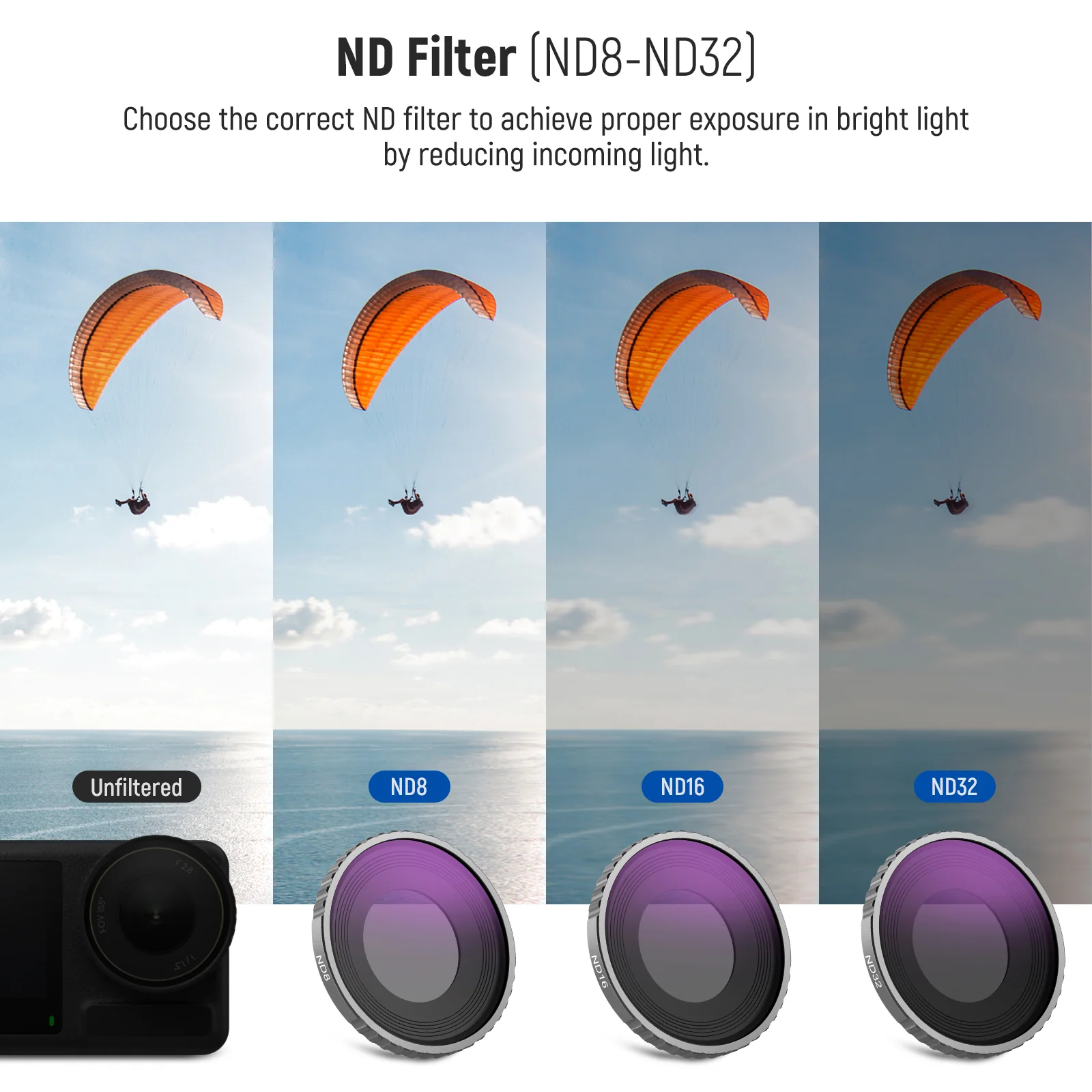 NEEWER 4 Pack ND Filter Set for DJI Osmo Action 5 Pro/4 - Image 4