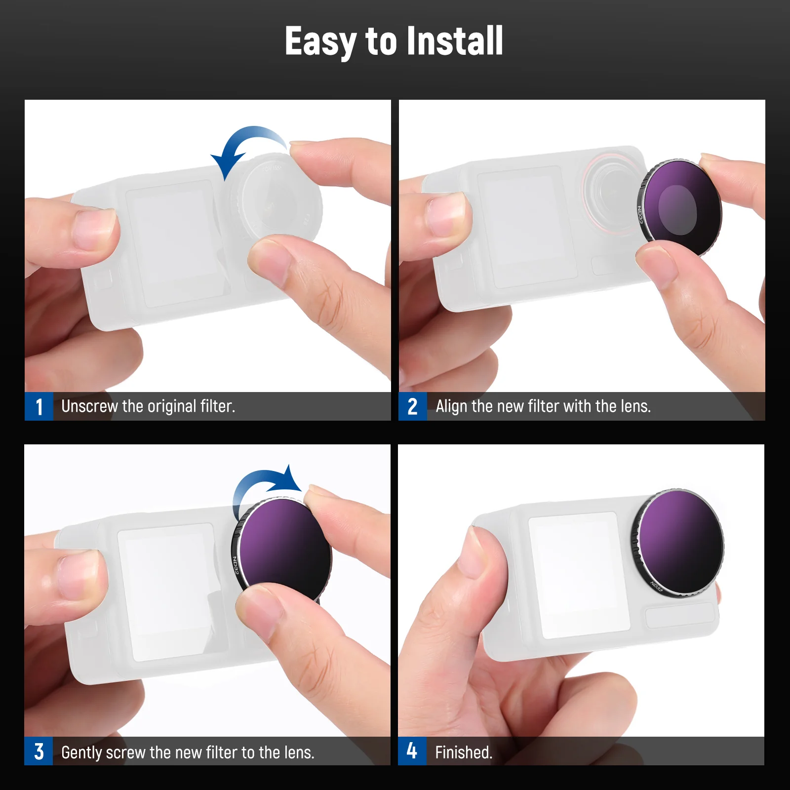 NEEWER 4 Pack ND Filter Set for DJI Osmo Action 5 Pro/4 - Image 8