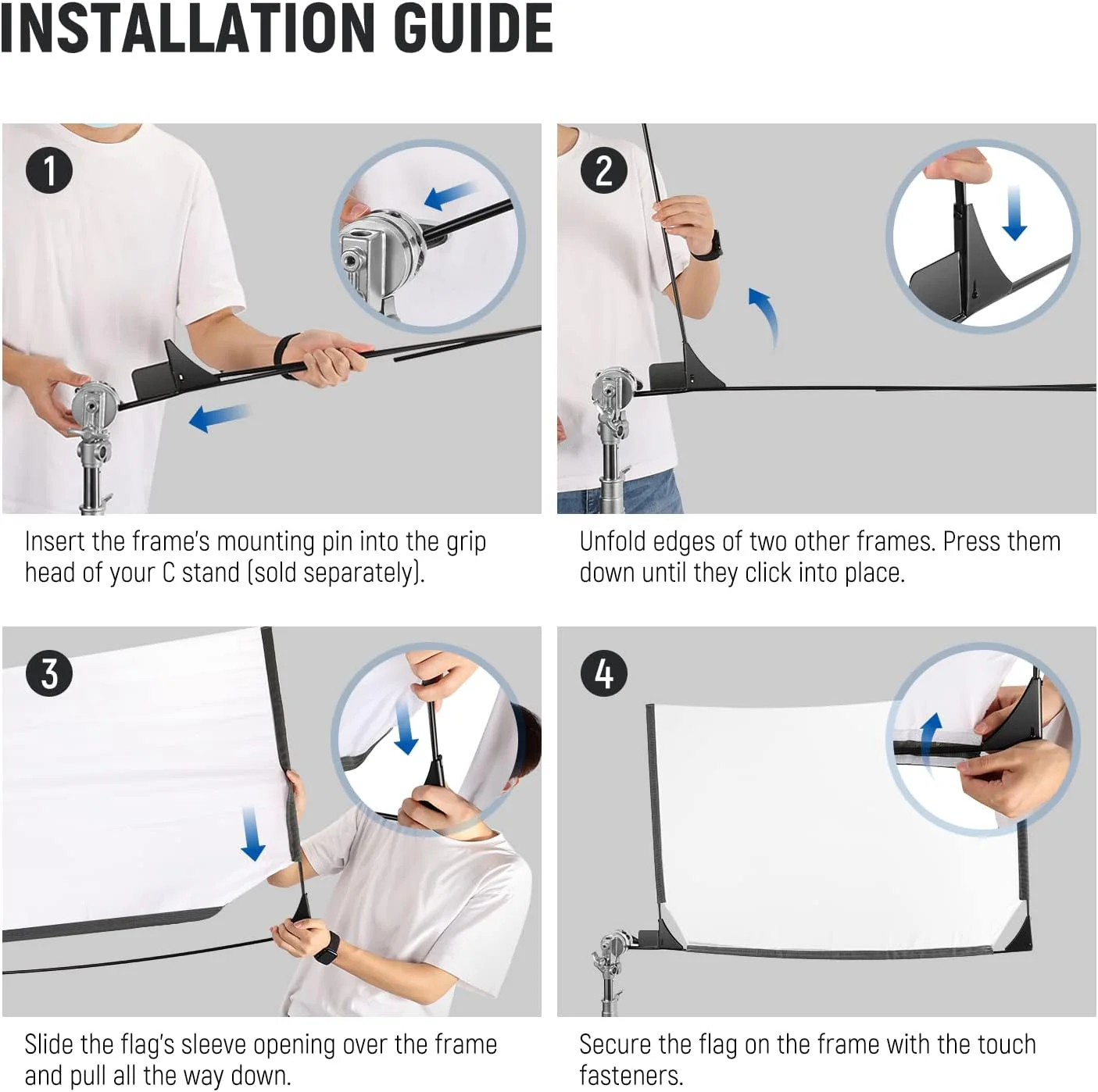 NEEWER 5 in 1 Photography Foldable Scrim Flag Kit with Bag - Image 16