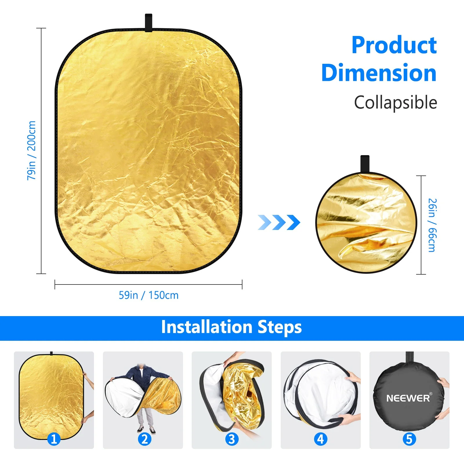 NEEWER 5 in 1 Portable Lighting Reflector/Diffuser Kit - Image 12