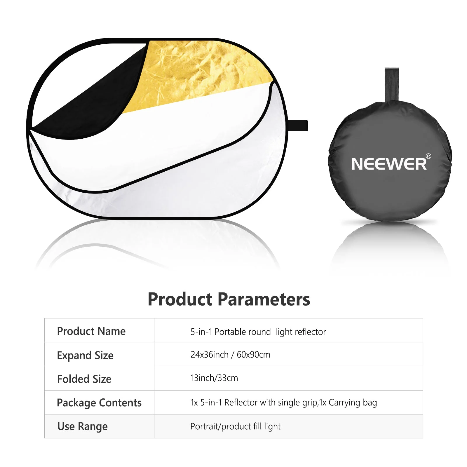 NEEWER 5 in 1 Portable Lighting Reflector/Diffuser Kit - Image 3
