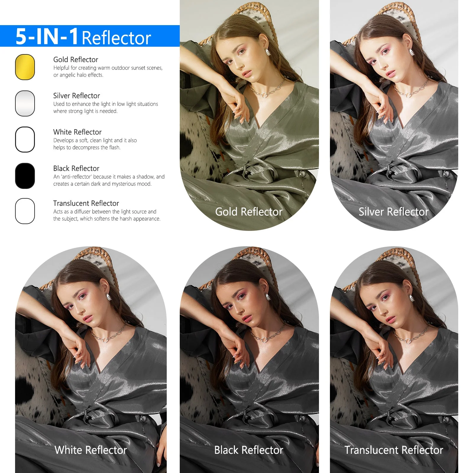 NEEWER 5 in 1 Portable Lighting Reflector/Diffuser Kit - Image 4