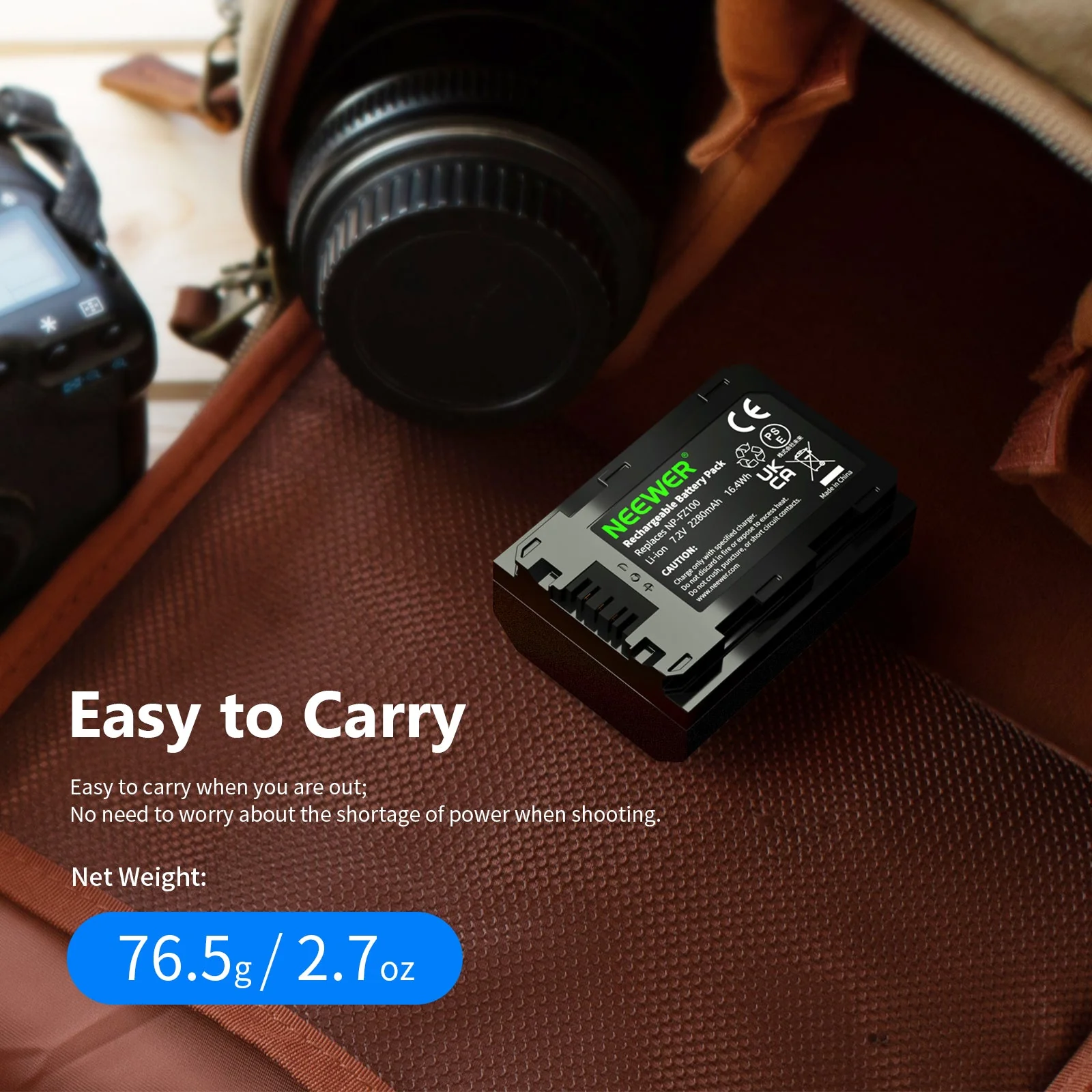 NEEWER NP-FZ100 2280mAh Sony Replacement Battery - Image 4