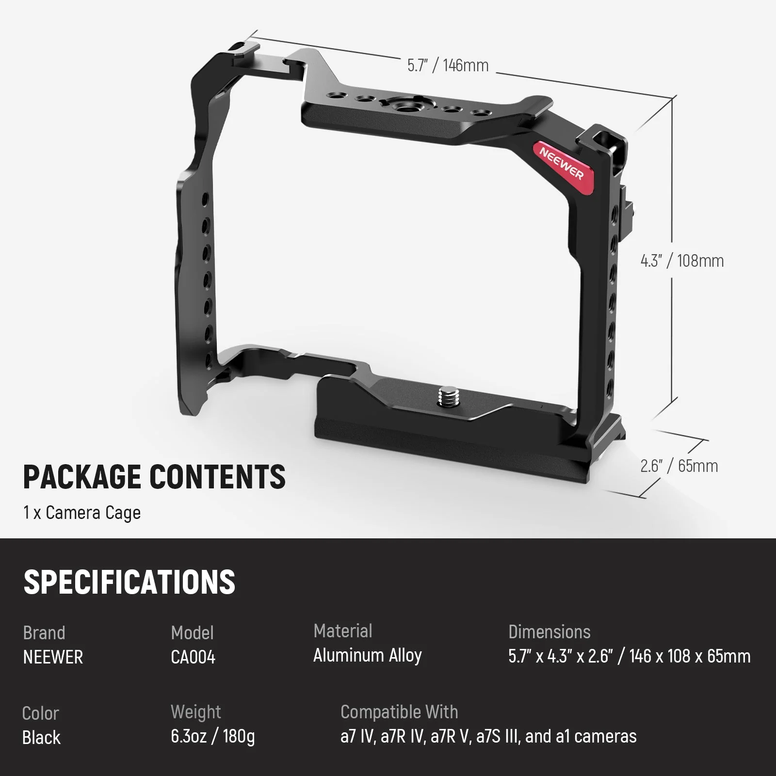 NEEWER CA004 Camera Cage For Sony a7RV/ a7IV/ a7RIV/ a7SIII/ a1 - Image 9