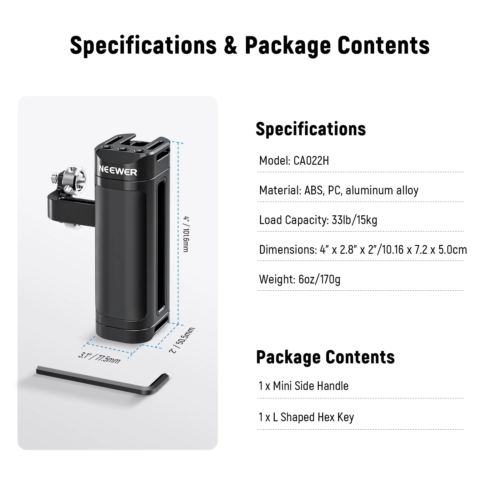 NEEWER CA022H Lightweight Side Handle Handgrip - Image 7