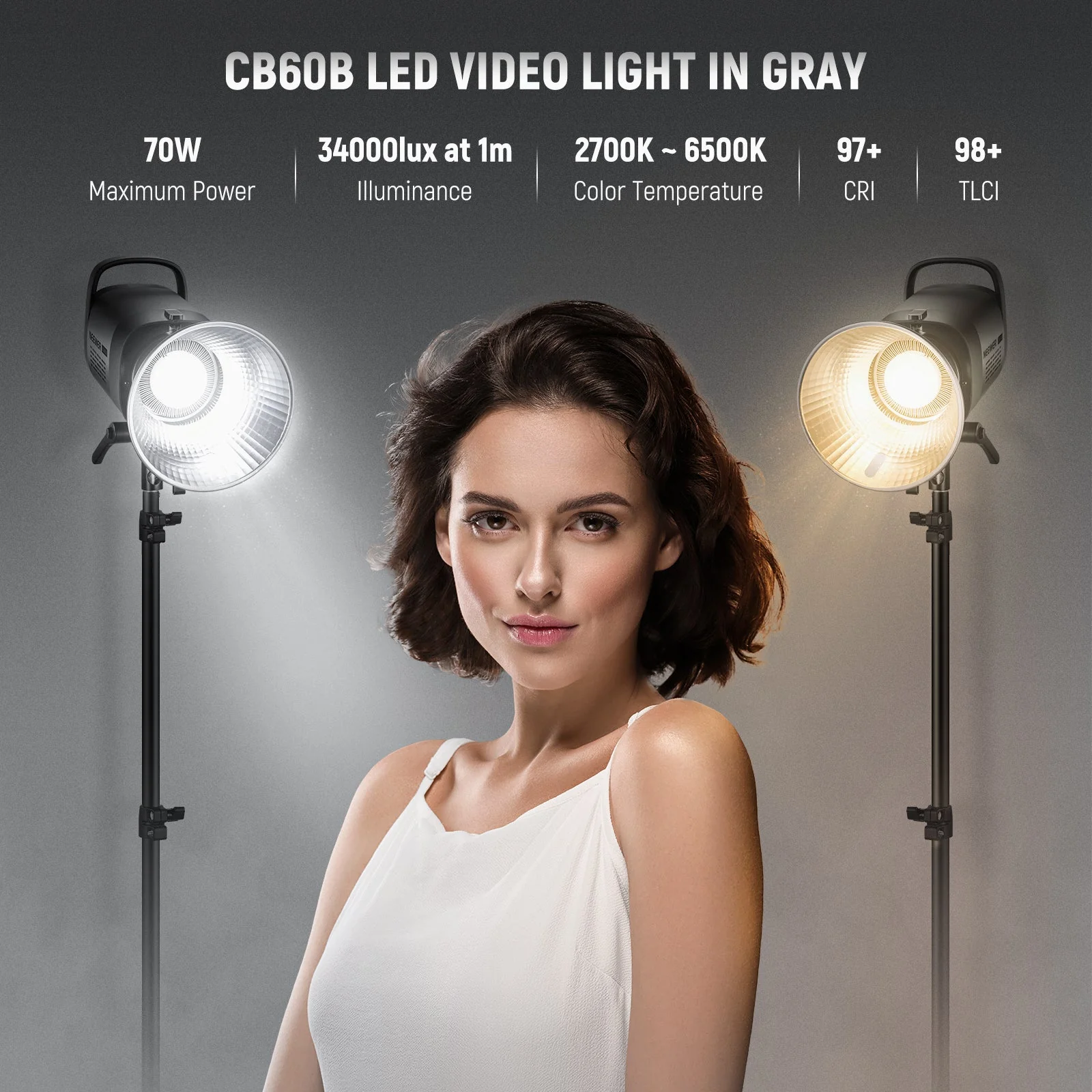 NEEWER CB60B 70W Bi-Color COB LED Video Light - Image 7