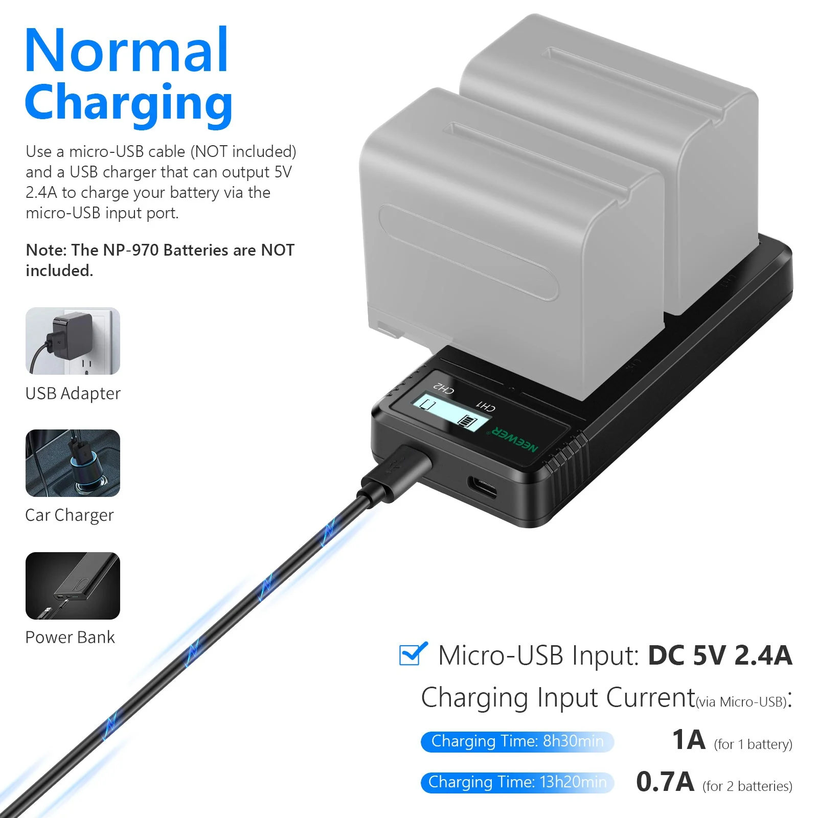 NEEWER Sony NP-F Dual USB Battery Charger - Image 3