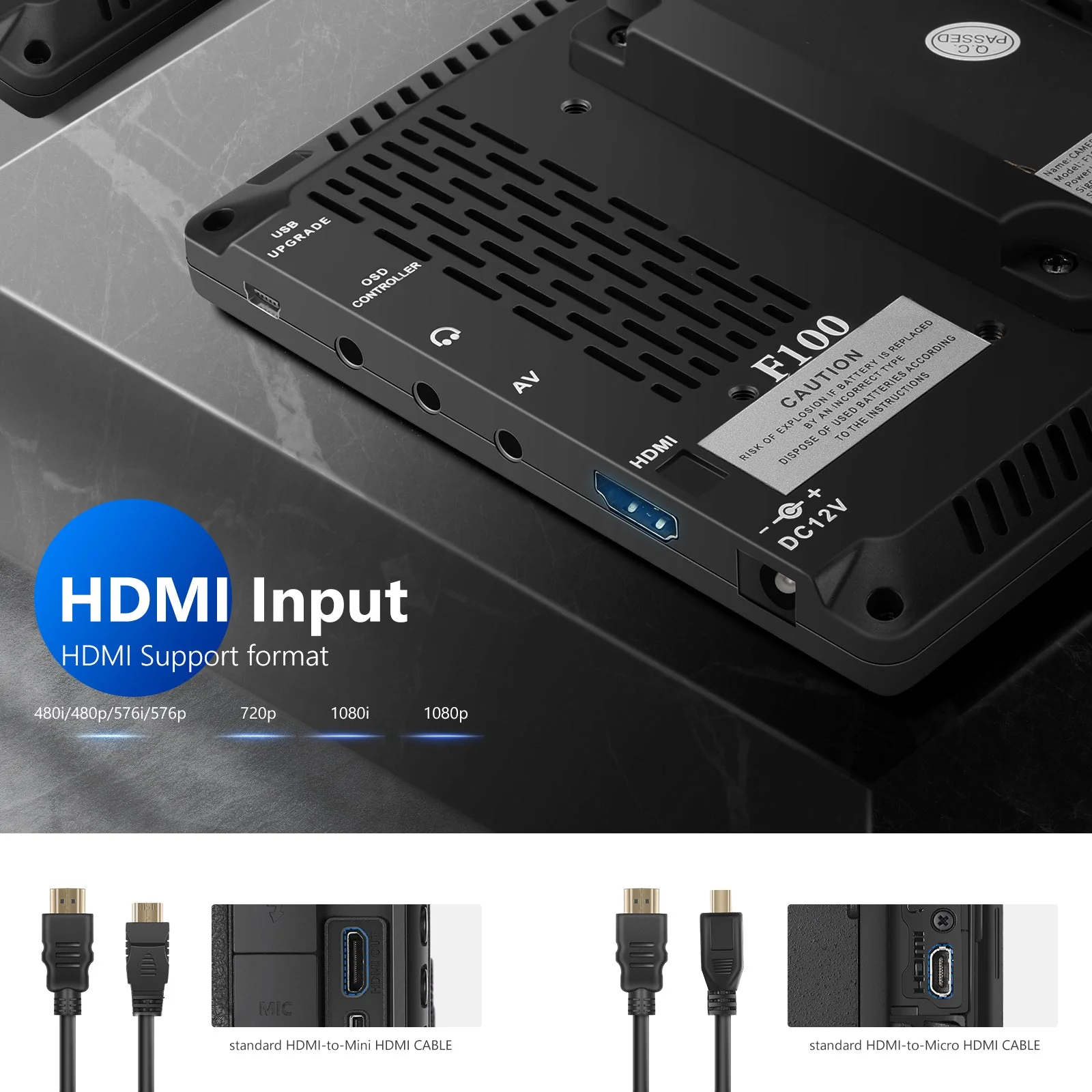 NEEWER F100 7 Inch HD Camera Field Monitor Kit With Battery & Charger - Image 5