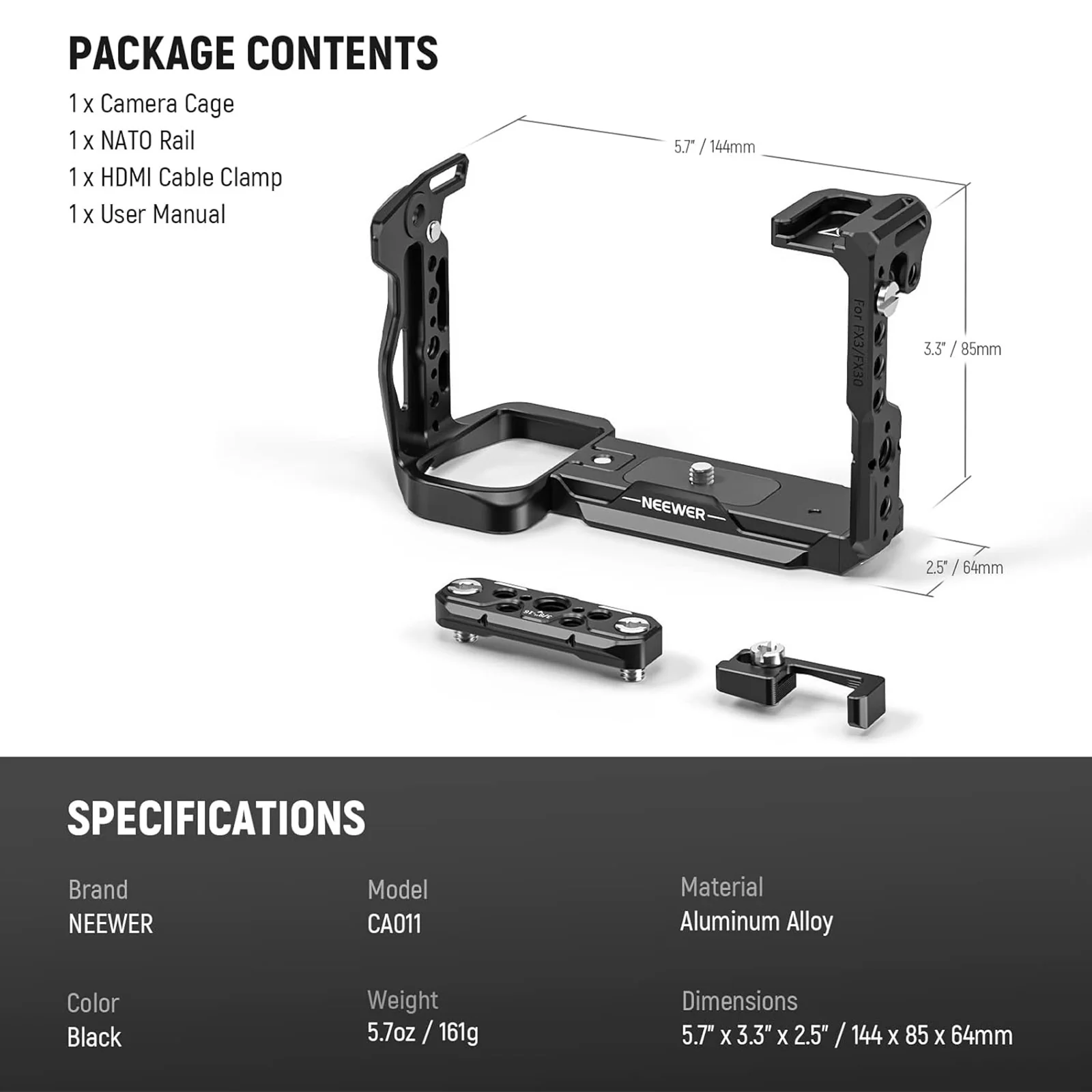 NEEWER CA011 Sony FX3/FX30 Camera Cage with HDMI Cable Clamp - Image 9