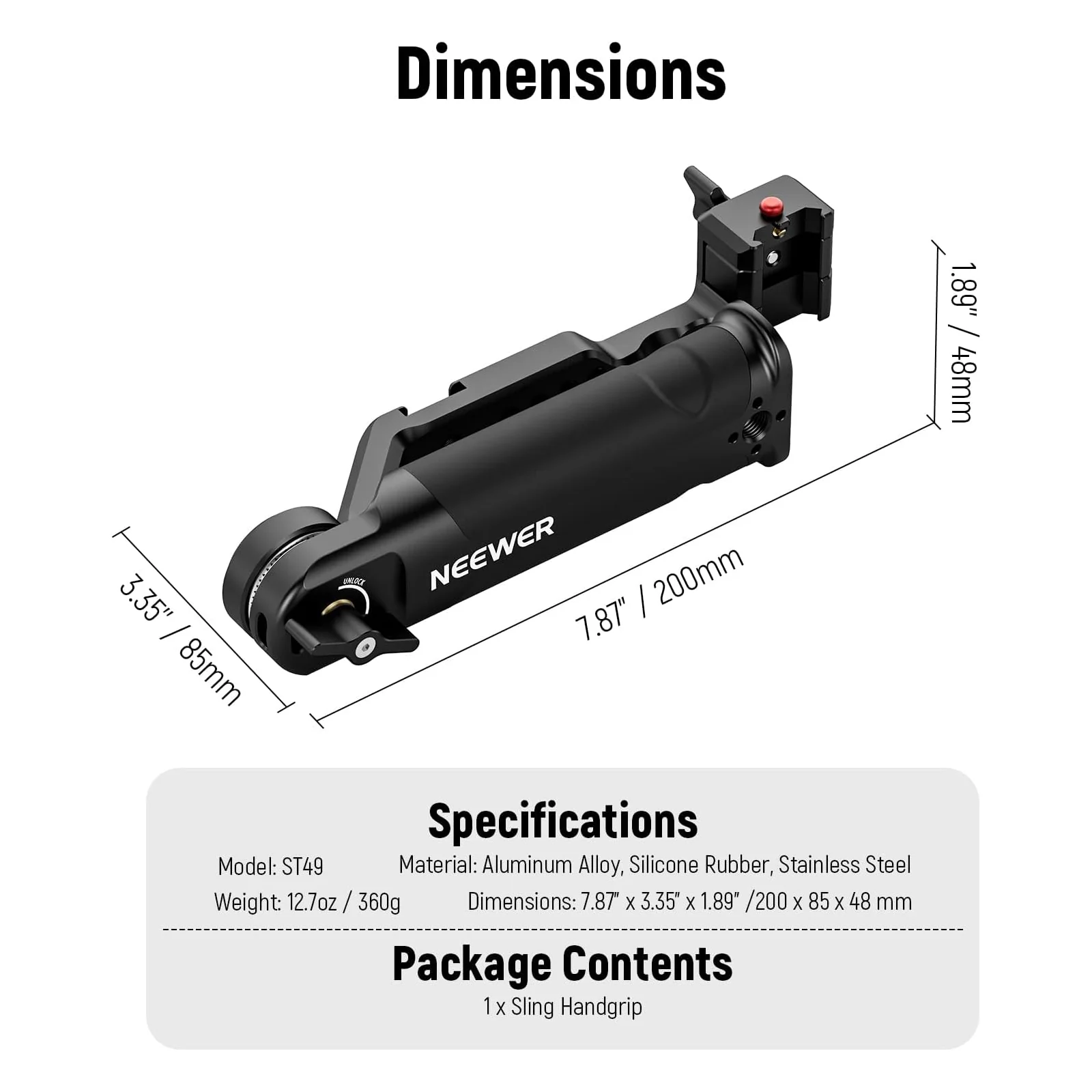 NEEWER Gimbal Sling Handgrip For DJI RS 2 RSC 2 RS 3 RS 3 Pro RS 3 Mini - Image 9