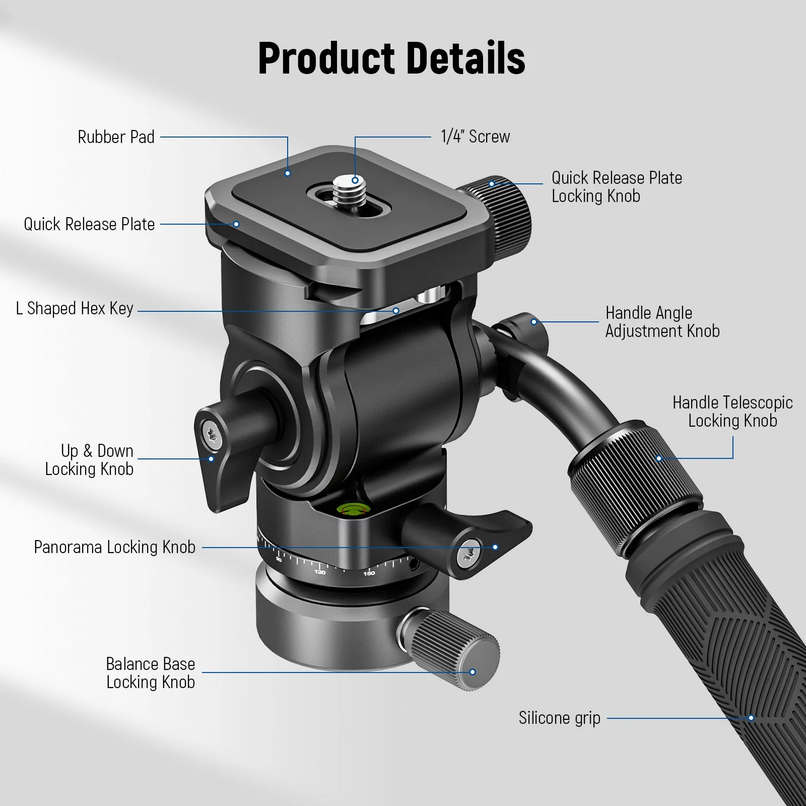 NEEWER GM27 Tripod Fluid Head - Image 9