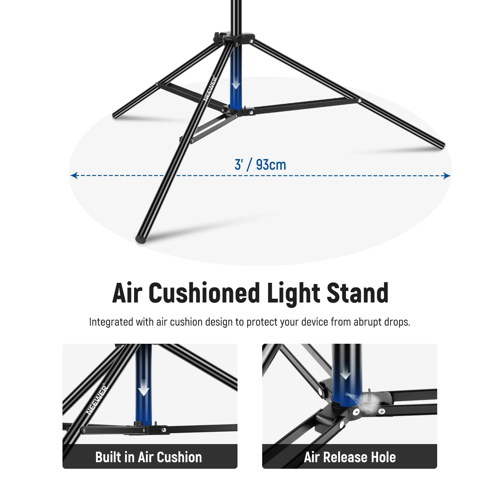 NEEWER 300cm Air Cushioned Light Stand With Boom Arm & Counterweight - Image 3