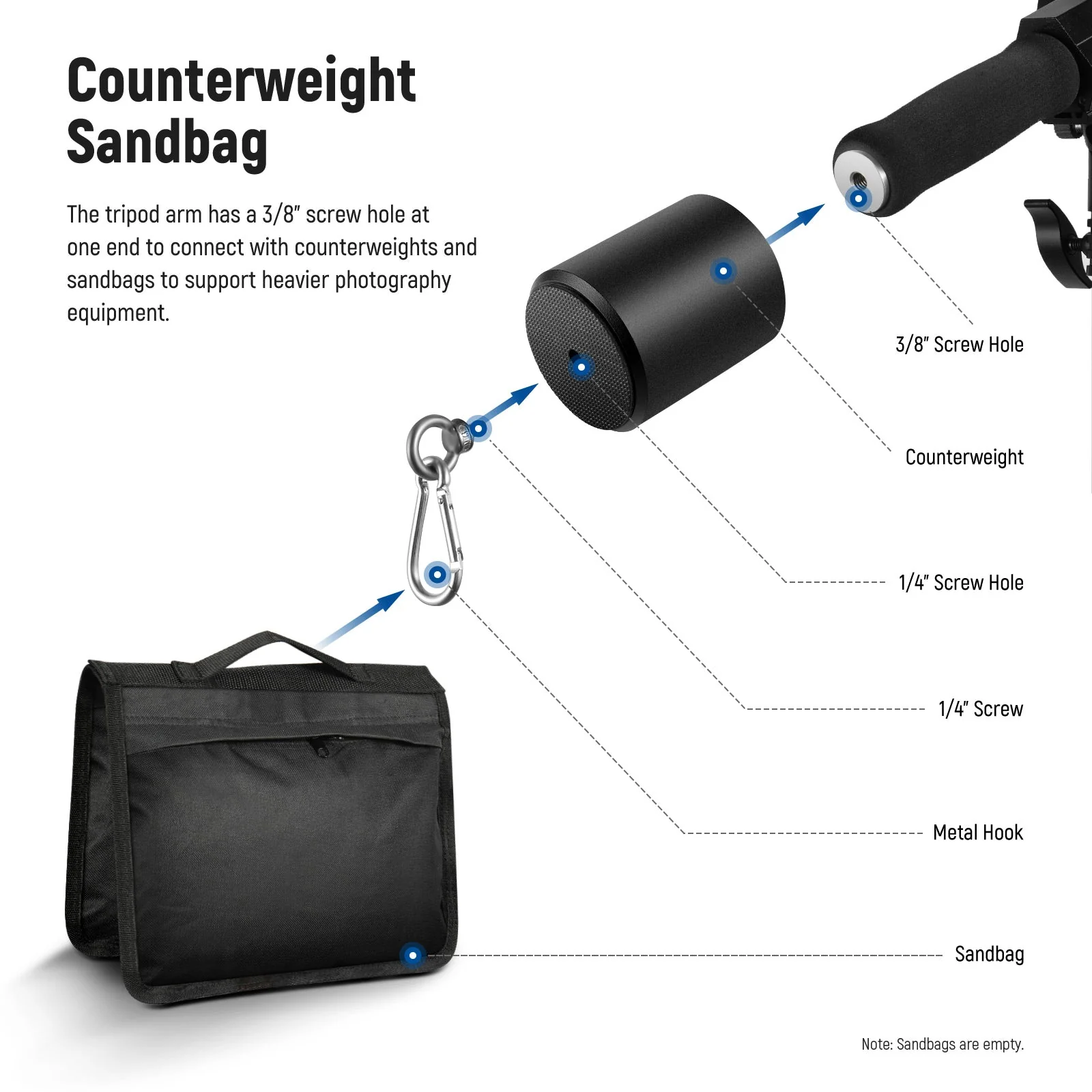 NEEWER 300cm Air Cushioned Light Stand With Boom Arm & Counterweight - Image 5