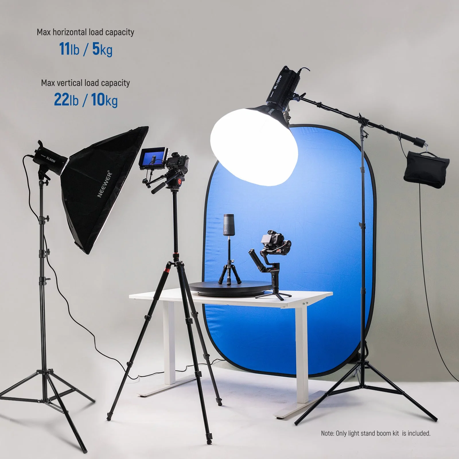 NEEWER 300cm Air Cushioned Light Stand With Boom Arm & Counterweight - Image 9