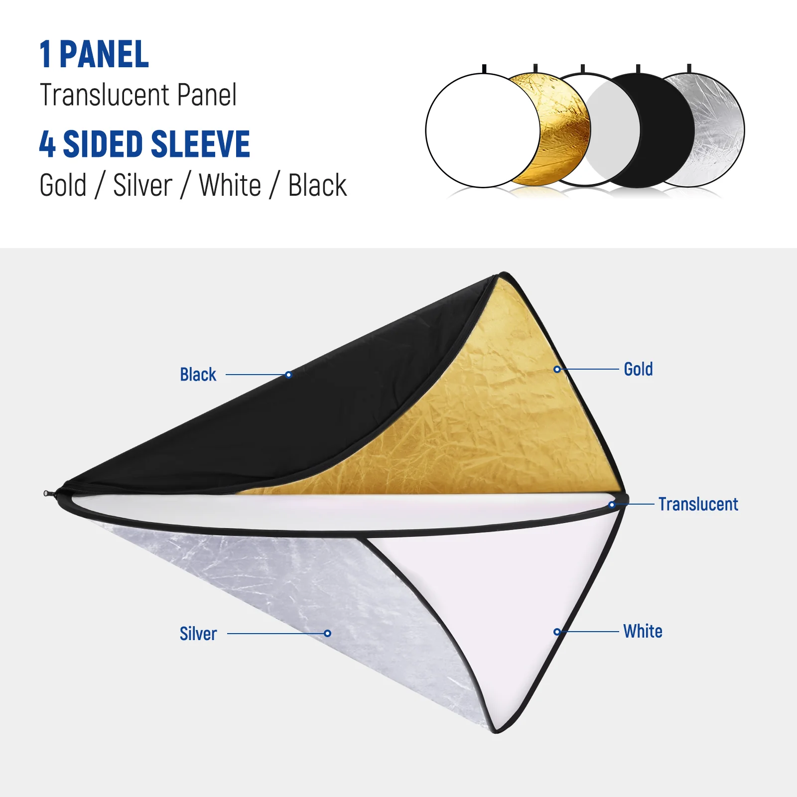 NEEWER 5-in-1 Collapsible Light Reflector with Bag - Image 34