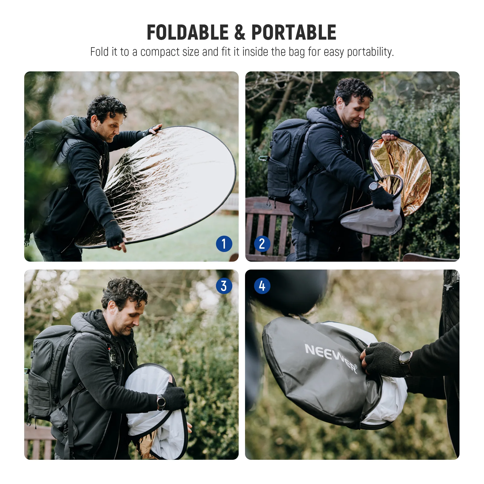 NEEWER 5-in-1 Collapsible Light Reflector with Bag - Image 8