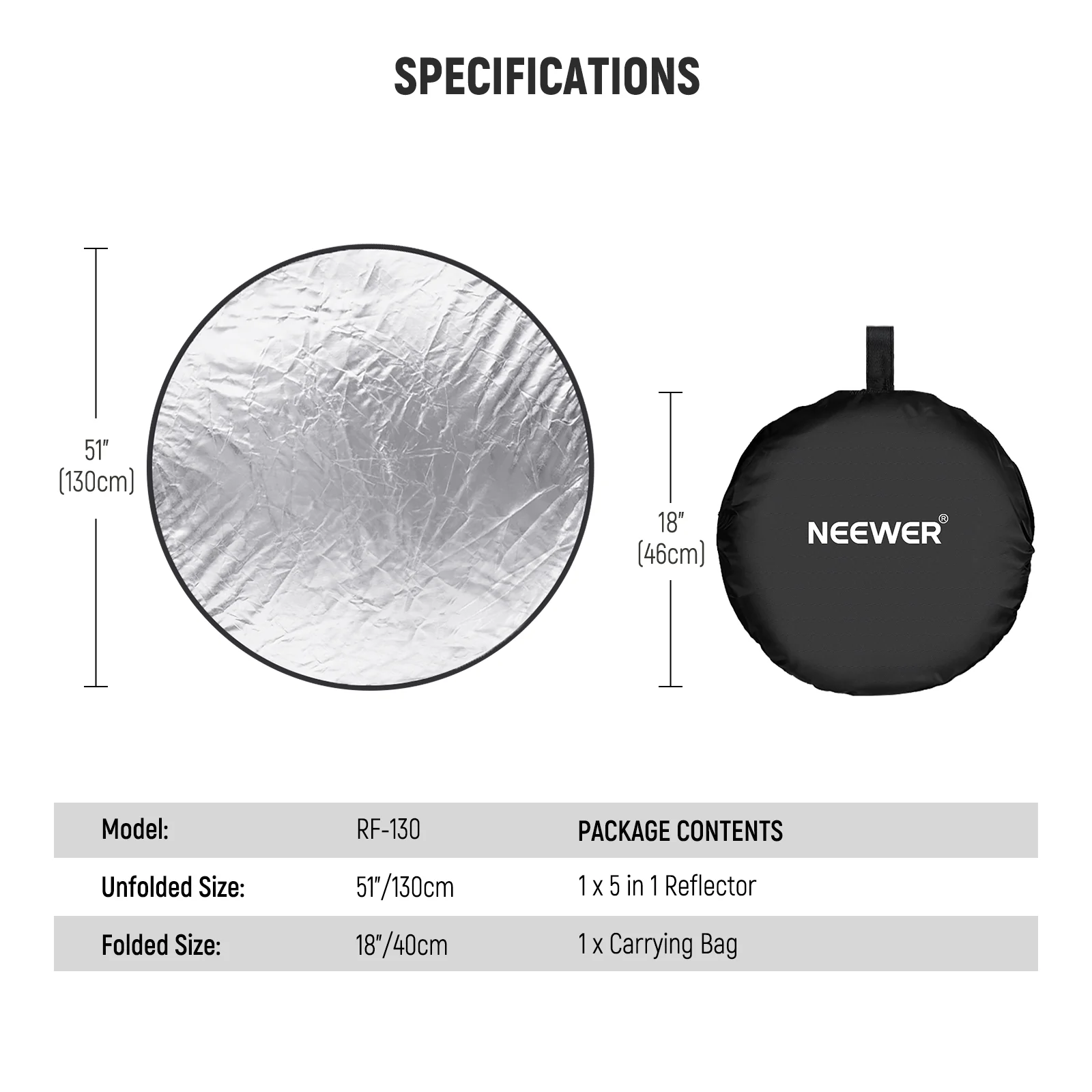 NEEWER 5-in-1 Collapsible Light Reflector with Bag - Image 9