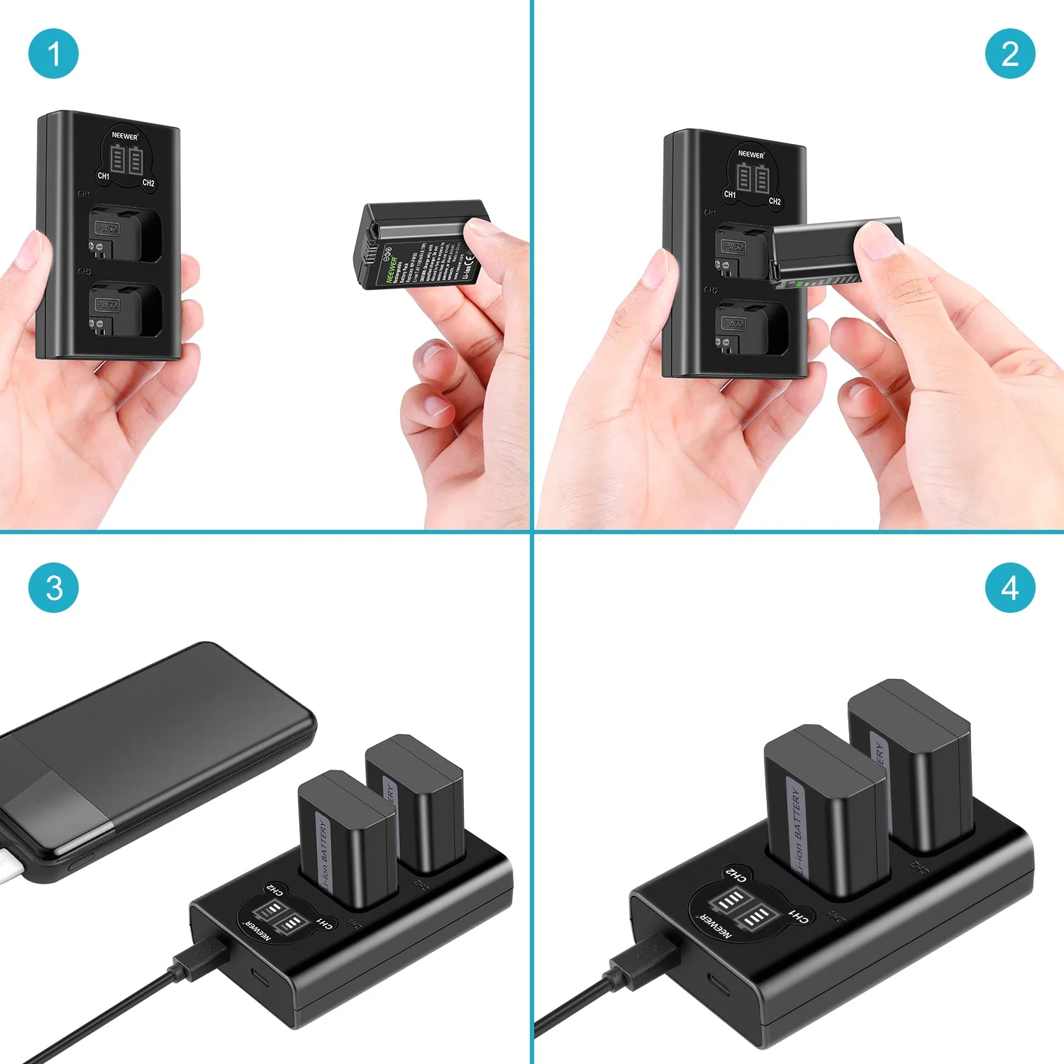 NEEWER 2-Pack NP-FW50 Sony Replacement Battery Charger Set - Image 6