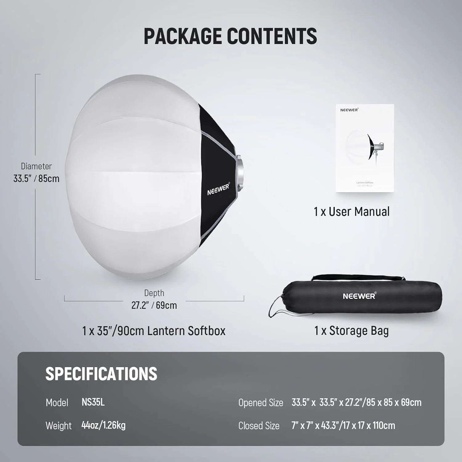 NEEWER NS20L 50cm/65cm/85cm Lantern Softbox One Step Quick Release - Image 24