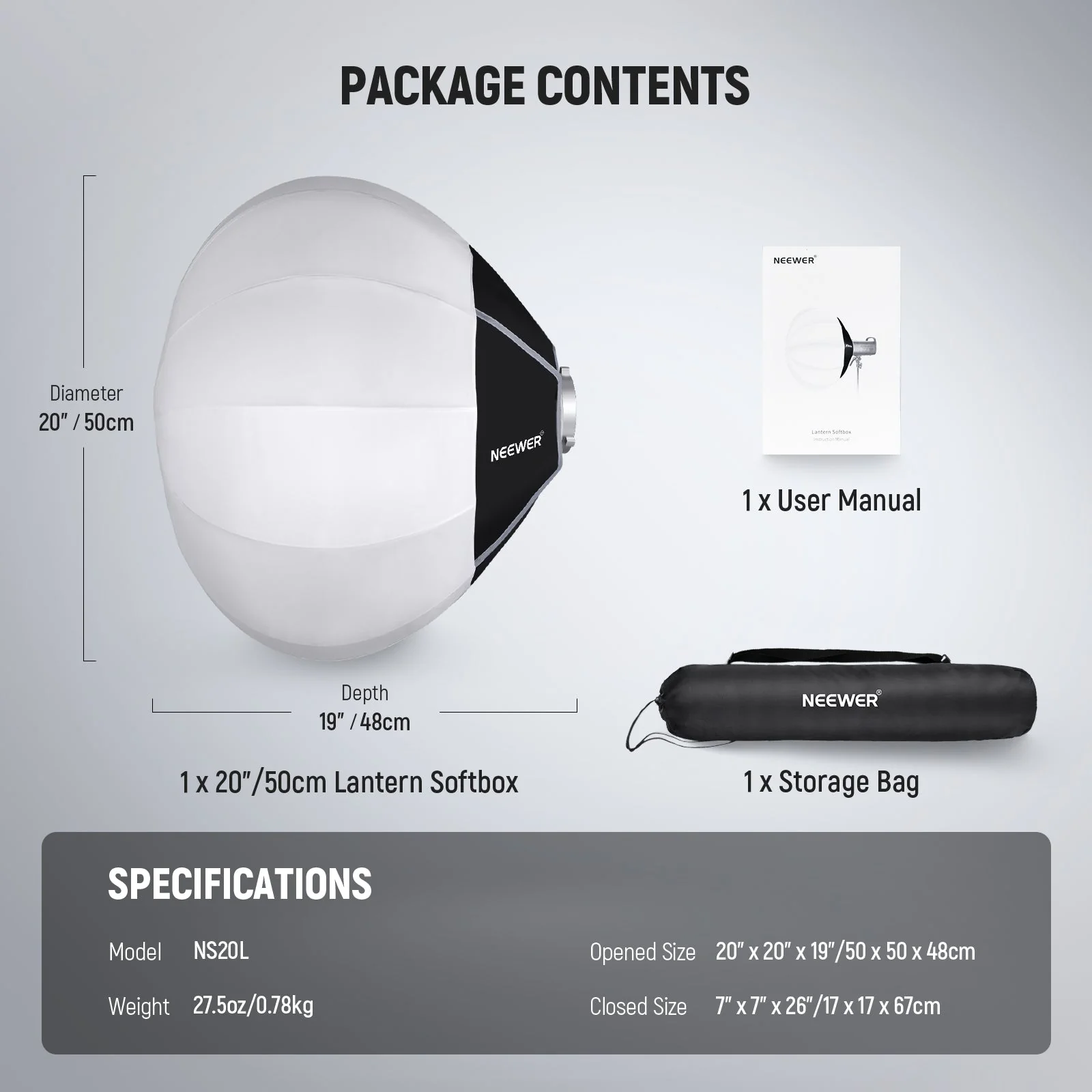 NEEWER NS20L 50cm/65cm/85cm Lantern Softbox One Step Quick Release - Image 8