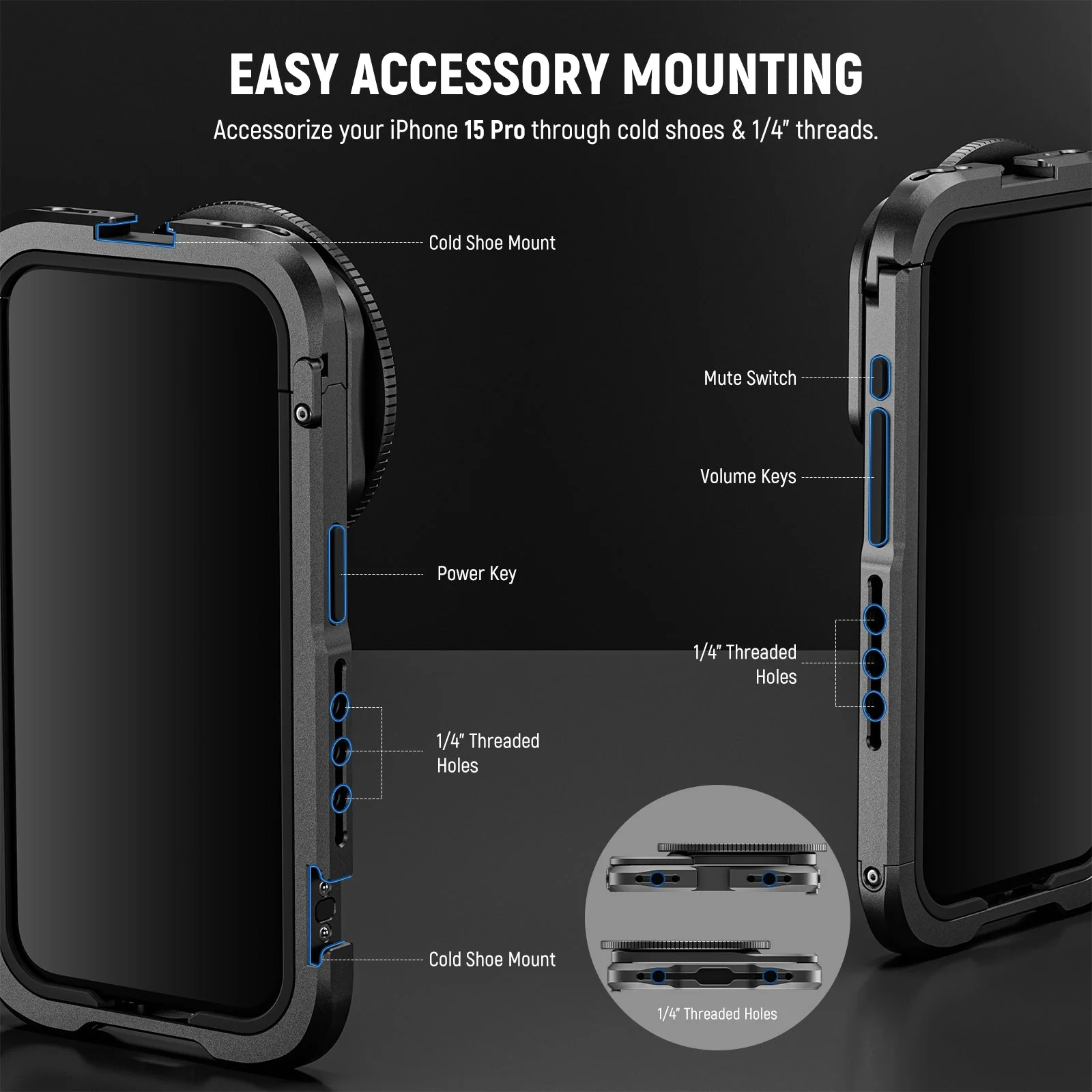 NEEWER PA023 Metal Cage For iPhone 15 Pro/ Pro Max - Image 4