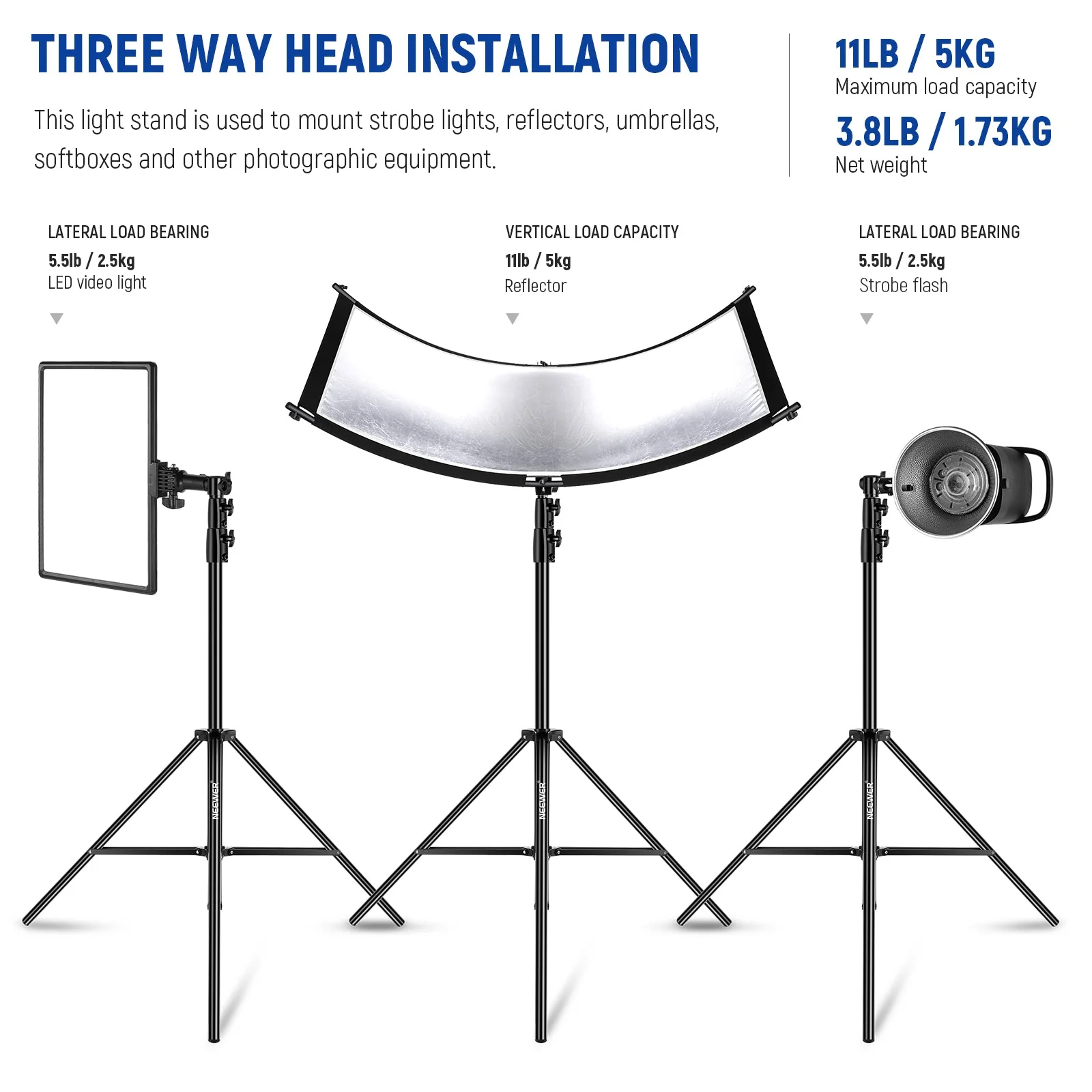 NEEWER ST-260AC 8.5ft/2.6m Air Cushioned Light Stand - Image 4