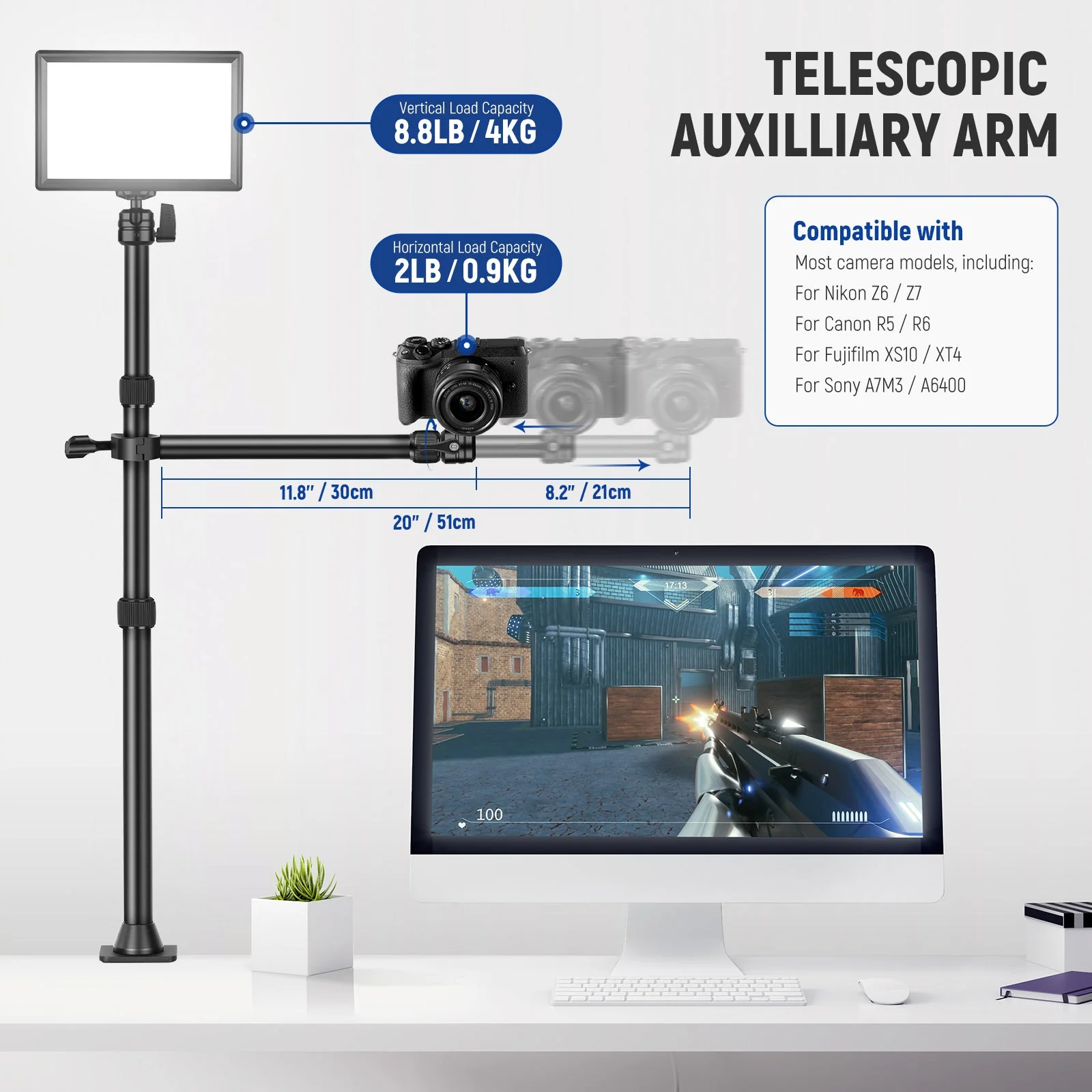 NEEWER TL253A+DS001 Tabletop Overhead Camera Mount Stand - Image 3