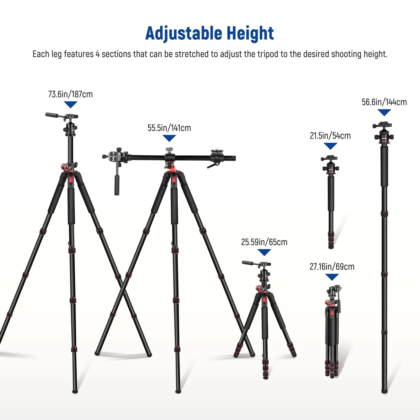 NEEWER TP27 73.6" Aluminum Monopod Tripod - Image 5