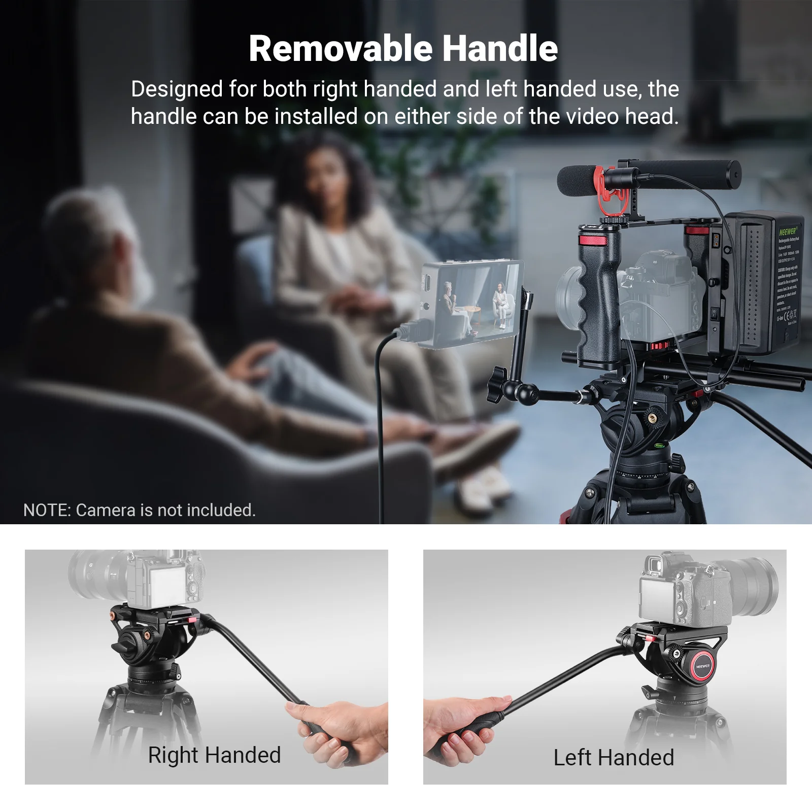 NEEWER TP74 74" Pro Heavy Duty Aluminum Video Tripod with 2 QR Modes - Image 6