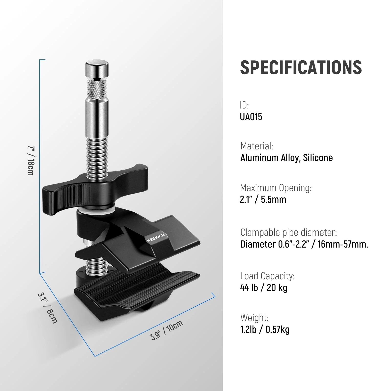 NEEWER UA015 2" End Jaw Vise Grip with 5/8" Stud - Image 7