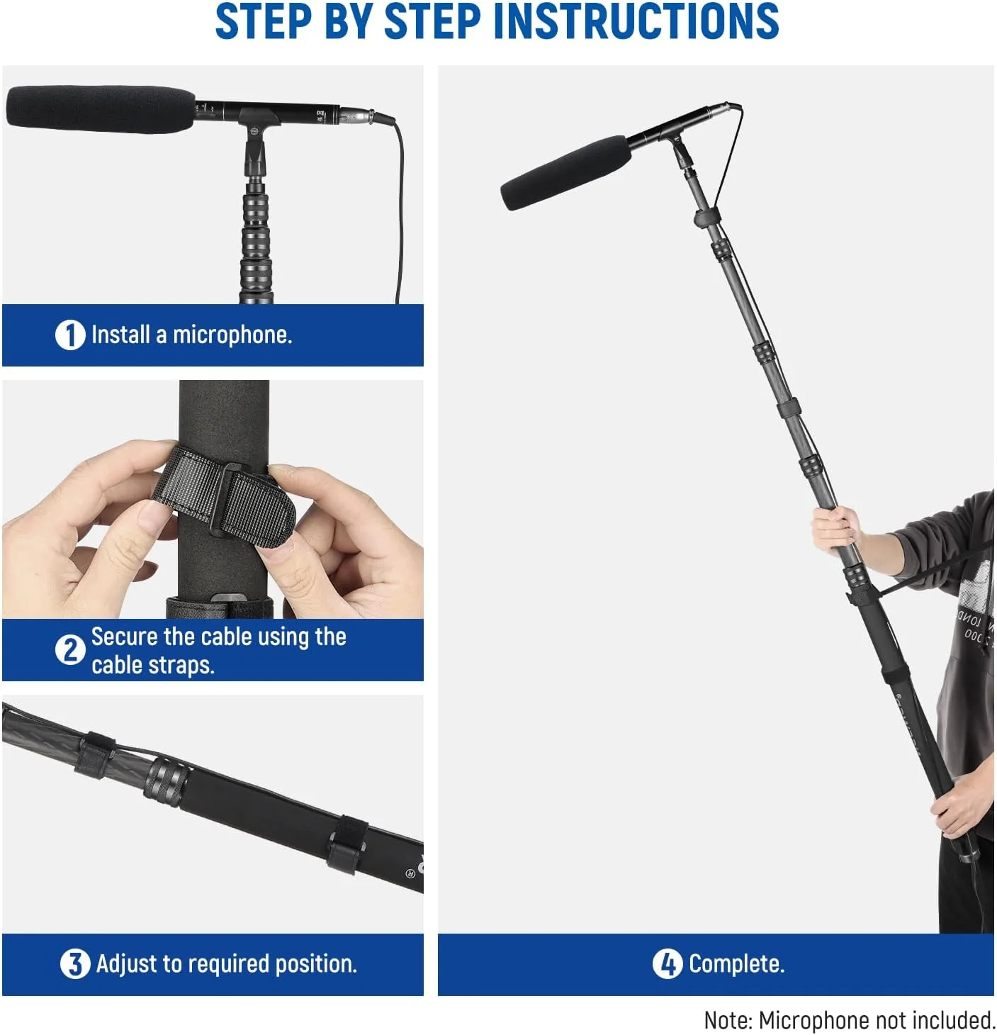 NEEWER Upgraded 9.8ft/300cm Carbon Fiber Telescopic Microphone Boom Pole - Image 11