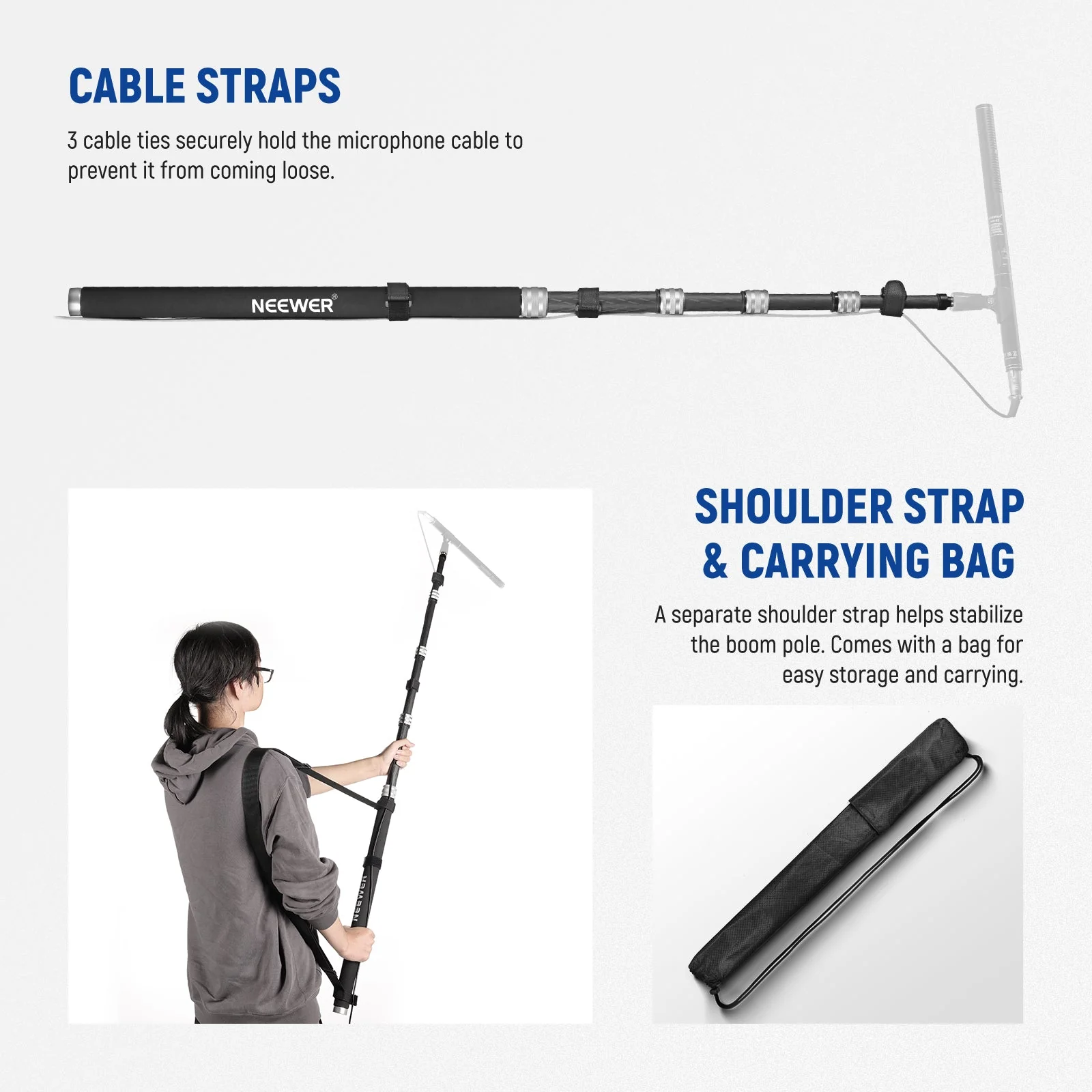 NEEWER Upgraded 9.8ft/300cm Carbon Fiber Telescopic Microphone Boom Pole - Image 5