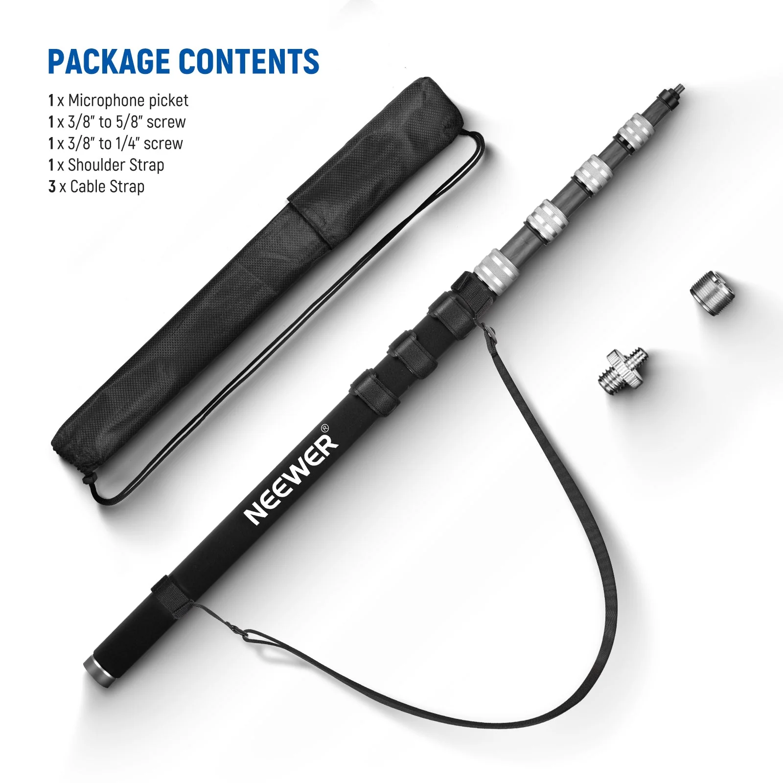 NEEWER Upgraded 9.8ft/300cm Carbon Fiber Telescopic Microphone Boom Pole - Image 8