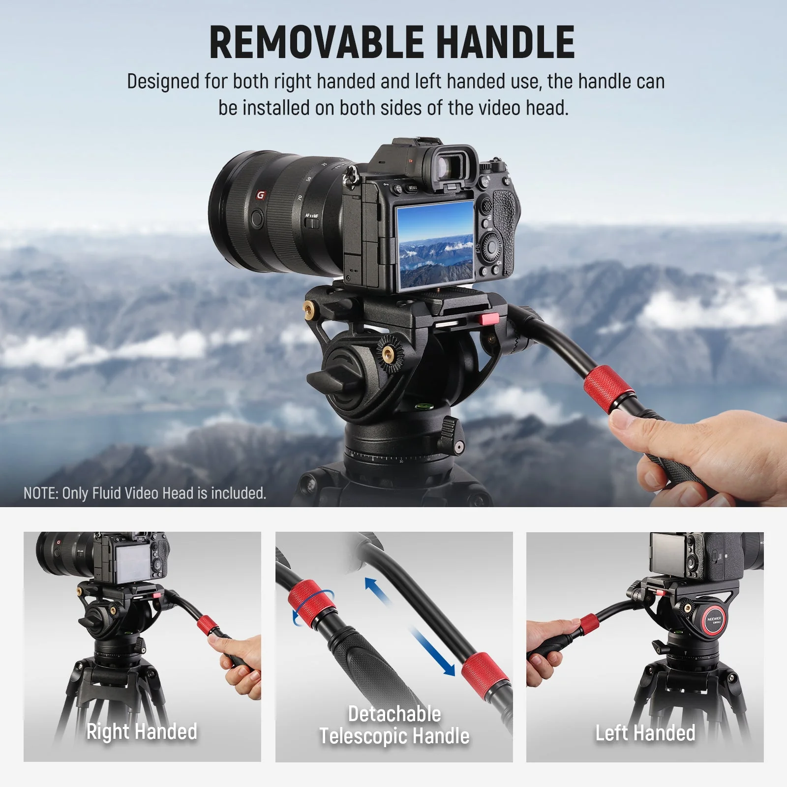 NEEWER GM002 Heavy Duty Video Tripod Fluid Head with 2 QR Modes - Image 6